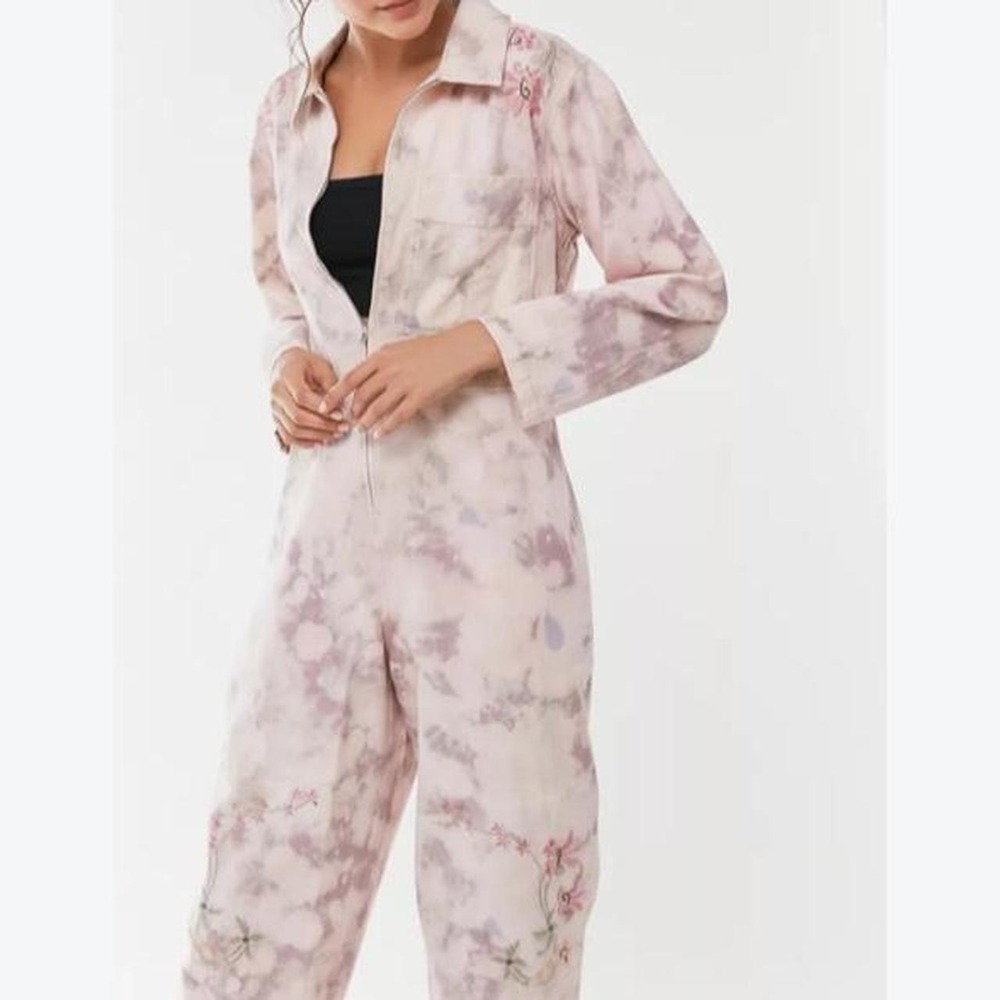 Coveralls utility tie-dye embroidery 90s grunge biker cotton breathable